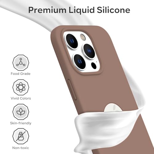 Image of Elzzi Microfiber Logo Cut Cover Compatible for iPhone 16 Pro Max Case Liquid Silicone 4 Layer Protective Covers Shockproof Back Cover with High Raised Camera Lips (6.9 inch, Desert Titanium)