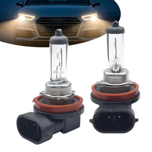 gunhunt 2 PCS Car H8-35W Halogen Bulb, 12V Quartz Lamp Ultra-bright Beam Low/High Beam Fog Light Replacement, All-in-one Plug and Play Bulb, Universal Lighting for Car (Warm White Light)