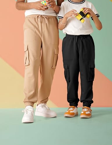 Image of Amazon Brand - Symbol Kids Boys Cotton Blend Solid Cargo Track Pant