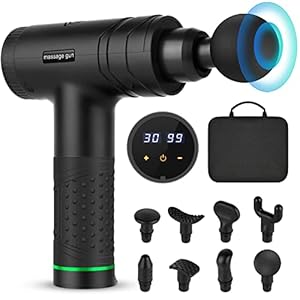 Massagepistole Massage Gun, Uplayteck Muskel Massagegerät mit 30 Geschwindigkeiten, 8 Massageköpfen, 40DB Superleise, LED Anzeige Touchscreen Massage Pistole Faszienpistole für Nacken Rücken Schulter