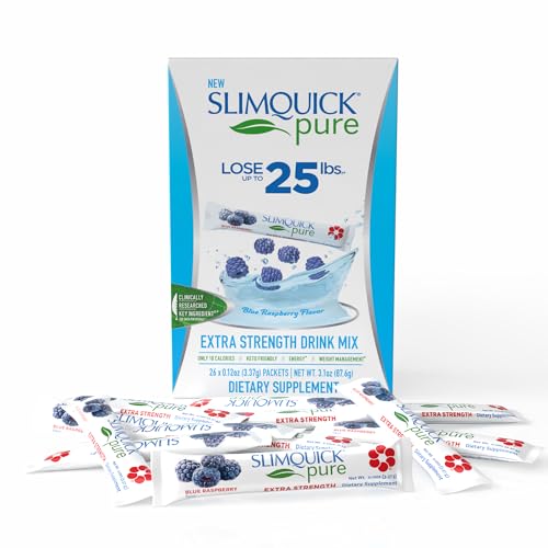 SlimQuick Pure 3X Extra Strength Drink Mix Packets, Metabolism and Weight Management for Women,