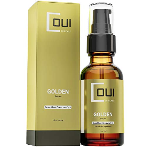 GOLDEN Facial Serum Anti Aging Hydration - Coenzyme Q10, Argan Oil, Natural Ingredients for Face, Neck, Dry Skin