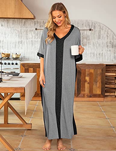 Bloggerlove Robe For Women Kaftan Loungewear V Neck House Dresses Maxi Night Gown Comfy Mumu Long Nightgown Cotton Sleepwear #TOP1