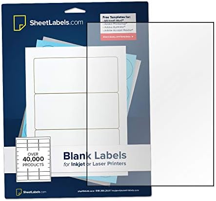 Clear Sticker Paper, Full-Sheet Labels, 8.5" x 11" for Inkjet Printers, Crystal Clear Gloss, No Back-Slit, 500 Labels