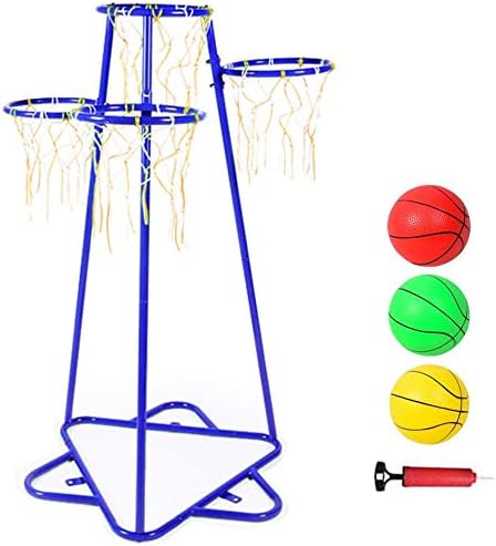 Anditt Kids Basketball Hoop Portable Basketball Stand with 4 Hoops at Varying Heights and 3 Balls Toy Set for Age 3 Years and Up for Toddlers Indoor and Outdoor Sport Games (Blue)