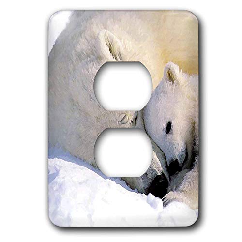 3dRose Wild Animals - Polar Bear and Cub 2 plug outlet cover