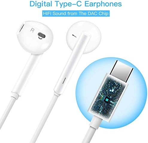 USB C Headphones, USB Type C Earphone with Microphone and Volume Control Compatible for Google Pixel 5/4/3/XL, Huawei P40/P30 Mate 30/20, Samsung S21/S20, OnePlus, iPad Pro and Most Devices
