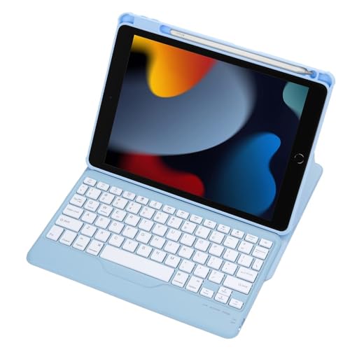 Housse iPad Air4/Air5 cuir rotative protection clavier bleu ciel
