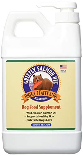 Grizzly Salmon Plus Omega Fatty Acids Food Supplement for Dogs & Cats (Various Sizes) - Wild-Sourced Omega 3-6-9 Wild Alaskan Salmon Oil (64 Fl Oz)