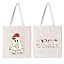 THEYGE Halloween Tote Bag - Vintage Cute Ghost Canvas Shoulder Bag, Reusable Grocery Shopping Bag