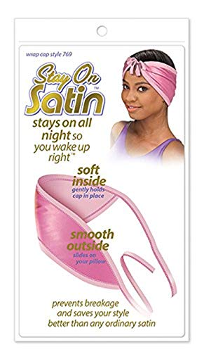 Stay On Satin Hair Wrap Cap Tie Up Womens Head Scarf for Sleeping, Assorted Colors, 3 Pack