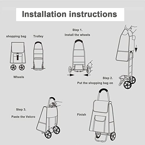 Belegao 50 Liter Einkaufstrolley mit 2 Großer Räder, Klappbar Treppensteiger Wasserdichter bis 45 kg belastbar Stabil… – Bild 7