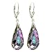 Queenberry Vitrial Light Purple Swarovski Elements Crystal 925 Sterling Silver Leverback Dangle Earrings