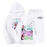 AYOrpeg KKPop Huntr/x Trainingsanzüge für Mädchen Hoodie & Jogginghose Set Hontrix Pulli Streetwear Huntr KKpop Pullover & Jogginghose Outfit Bedruckter Kapuzen(White-2,140