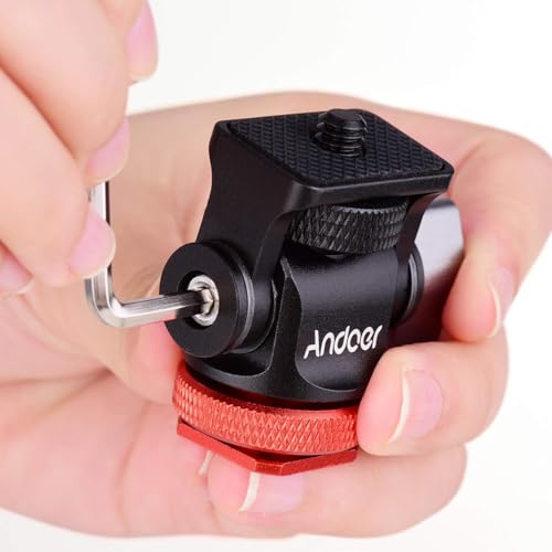 Mini głowica kulowa, uchwyt na monitor kamery Andoer mini głowica kulowa z adapterem zimnej stopki do monitora oświetlenia wideo LED