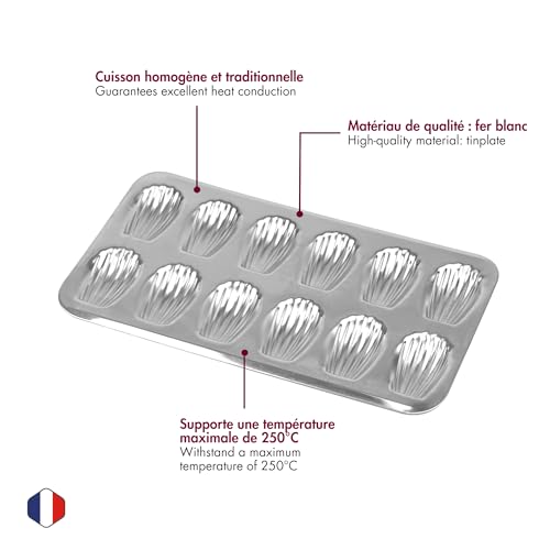 Madeleine Backform Gobel 164710 für 12 Madeleines aus Weißblech