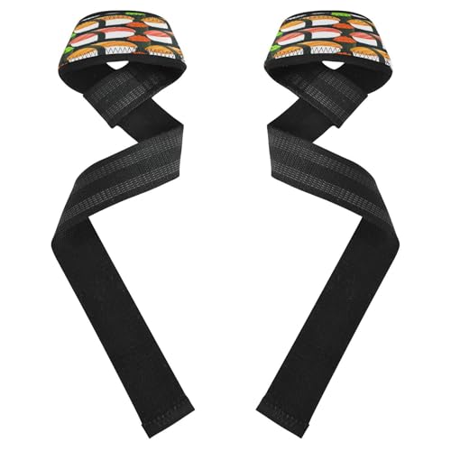 STAYTOP Delicious Sushi Wrist Straps for Weightlifting,Lifting Straps with Neoprene Cushioned Wrist Padded and Anti-Skid Silicone for Strength Training,Bodybuilding,Deadlifting