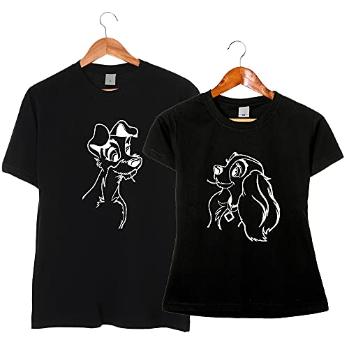 Kit Casal Camiseta + Baby Look A Dama E O Vagabundo (M, PRETO/PRETO)