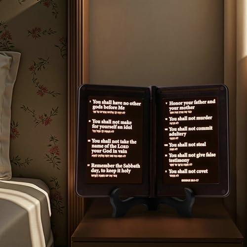 Image of mamre Bible Verses Lamp, The Old Testament Display Light - Thy Word is a lamp Unto My feet, and a Light Unto My Path. - Exodus 20:1-17 The Ten Commandments, Religious Inspirational Gift