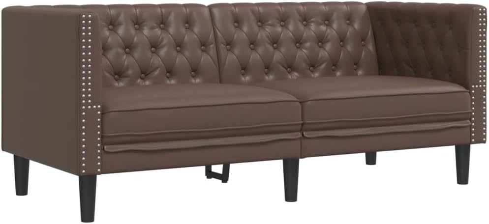 vidaXL Chesterfield Sofa 2-Seater Brown Faux Leather