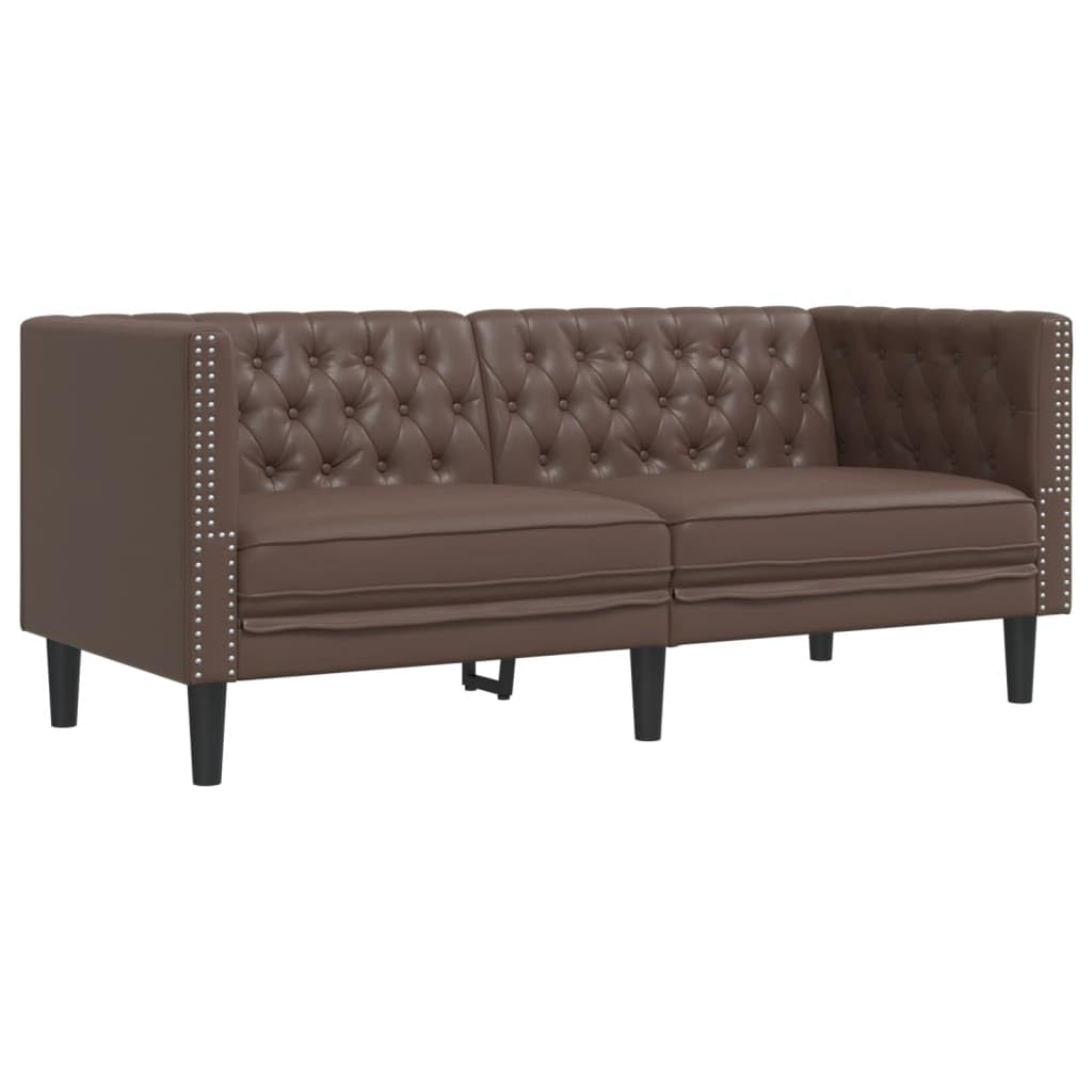 Poltrona classica Chesterfield con chiusura a bottoni, elegante poltrona da club per soggiorno in ecopelle di facile manutenzione in marrone con seduta imbottita per una seduta comoda