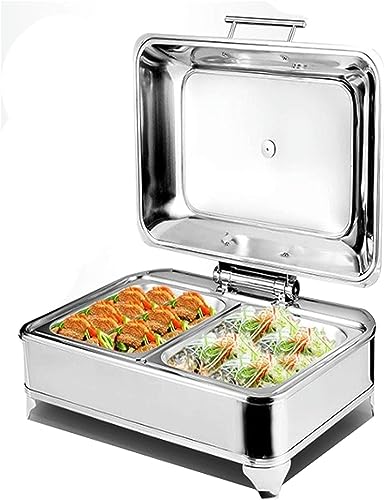 FLTRGO Scaldavivande Chafing Dish Elettrico 6L Contenitore Termico per Alimenti Acciaio Inox per Matrimoni o Feste a Buffet, 44x40x22cm