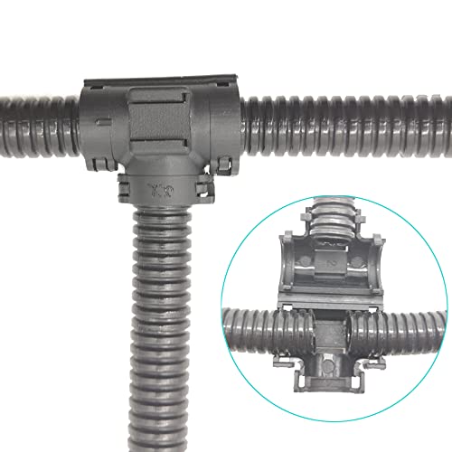 PGFUN Wire Loom Tee Connector Openable Convolute Tubing T Fitting for 3/8\" Conduit (5-Pack)