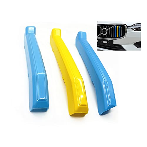 Image of SANRILY Multicolor Grille Decoration Insert Trims Compatible with Volvo 2022-up LCI XC60 Vertical Front Grill Cover (Blue /Yellow /Blue)