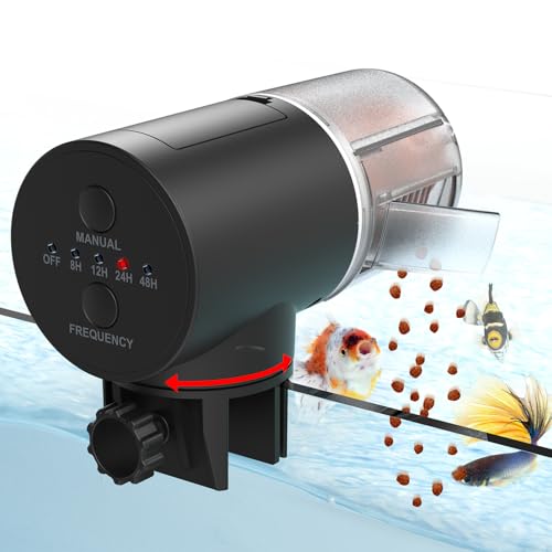 Automatic Fish Feeder for Aquarium, Vacation, 7, 14 Day Auto Food Dispenser with Timer, 200ml Large Capacity, Battery Powered, Ideal for Turtle/Fish Tank Aquarium Accessories, Batteries Included