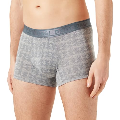 Image of Dagi Men's Grey Knitted Slim Fit Regular Waist Micro Modal Short Leg Boxer, Gray, S