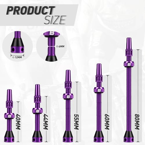 image for BWSHLF Tubeless Presta Valve Stem 40/44/55/60/65/80/100 mm, Super Ligh