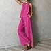 Linen Pants Suit Halter Tank Top with Wide Leg Pant 2 Piece Set Summer Beach Sleeveless Cami Casual Outfits Hot Pink