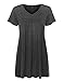 MBJ WT1057 Womens V Neck Short Sleeve Pleats Tunic Top XL HEATHER_CHARCOAL