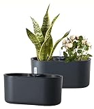 Oval Self Watering Planter Pots 5.6 x 11 inch Home Garden Modern Decorative Planter Pot for All Hous