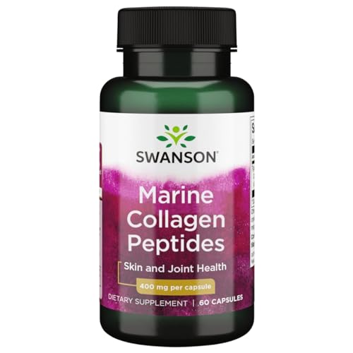 Swanson Type I Hydrolyzed Marine Collagen Peptides 400 mg 60 Caps Support Healthy Skin Tendons Arteries Joint Bones Fast Absorption