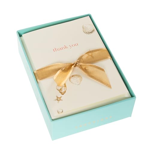 Image of Graphique La Petite Presse Shells Thank You Notes | Blank Note Cards with Envelopes | 10 Count All Occasion Greeting Set | 3.25 x 4.75 Inches | High Quality Thick Paper Stationery with Unique Design