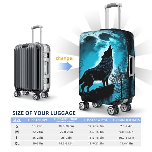 Blue Full Moon Wolf For Travel Luggage Cover Suitcase Protector Fits 18-32 Inch Travel Luggage Protector Elastic Luggage Anti-Scratch Suitcase Cover4