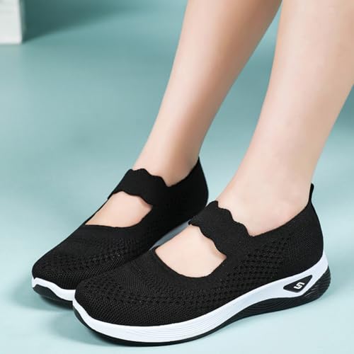 Kubbon Women Footwear Orthopedic Sneakers Woven Breathable Slip On Arch Support Walking Shoes Anti-Skid Sports Shoes Casual Running Diabetic Foam Sneakers3