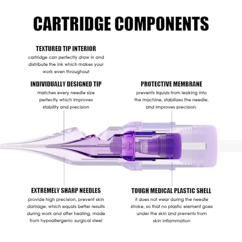 Mast Pro2 Tattoo Needles Cartridges #12 Round Liner 1RL, 3RL, 5RL, 7RL, 9RL Mixed Sizes 50 Count of One Box Disposable Pro Needle Pins Membrane