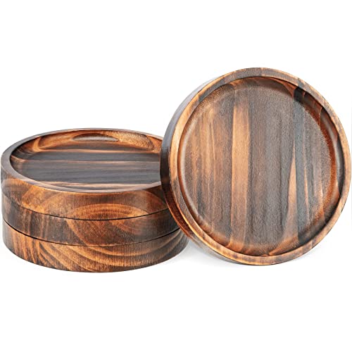 Wooden Coasters for Drinks - Natural Wood Drink Coaster Set for Drinking Glasses, Tabletop...