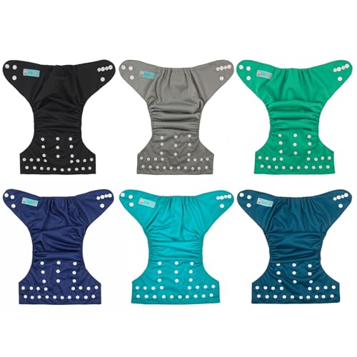 Image of ALVABABY Baby Cloth Diaper 6 Pack with 12 Inserts One Size Cloth Diaper Covers Adjustable Washable Reusable for Baby Girls and Boys