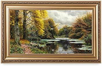 DECORARTS - River Landscape 1903, by Peder Mork Monsted Oil Painting Reproductions. Giclee Print Stretched Framed size: 36x22