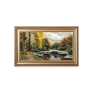 DECORARTS – River Landscape 1903, by Peder Mork Monsted Oil Painting Reproductions. Giclee Print Stretched Framed size: 36×22