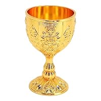 Tomotato Mittelalterlicher Kelch, 6.3×10.3cm Vintage Metall Blumenmuster Kelchkelch, Der Heilige Gral Kelch für Küche, Zuhause, Bar, Hochzeiten(Gold)