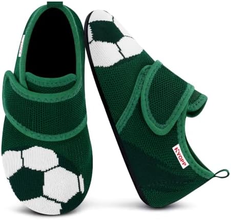 Kyopp Hausschuhe Kinder Jungen Mädchen Weich Barfussschuhe Klettverschluss | Atmungsaktiv Breite Pantoffeln, Rutschfest Kindergarten Slippers, Barfuß Hausschuhe Kinder, Leichte Uni