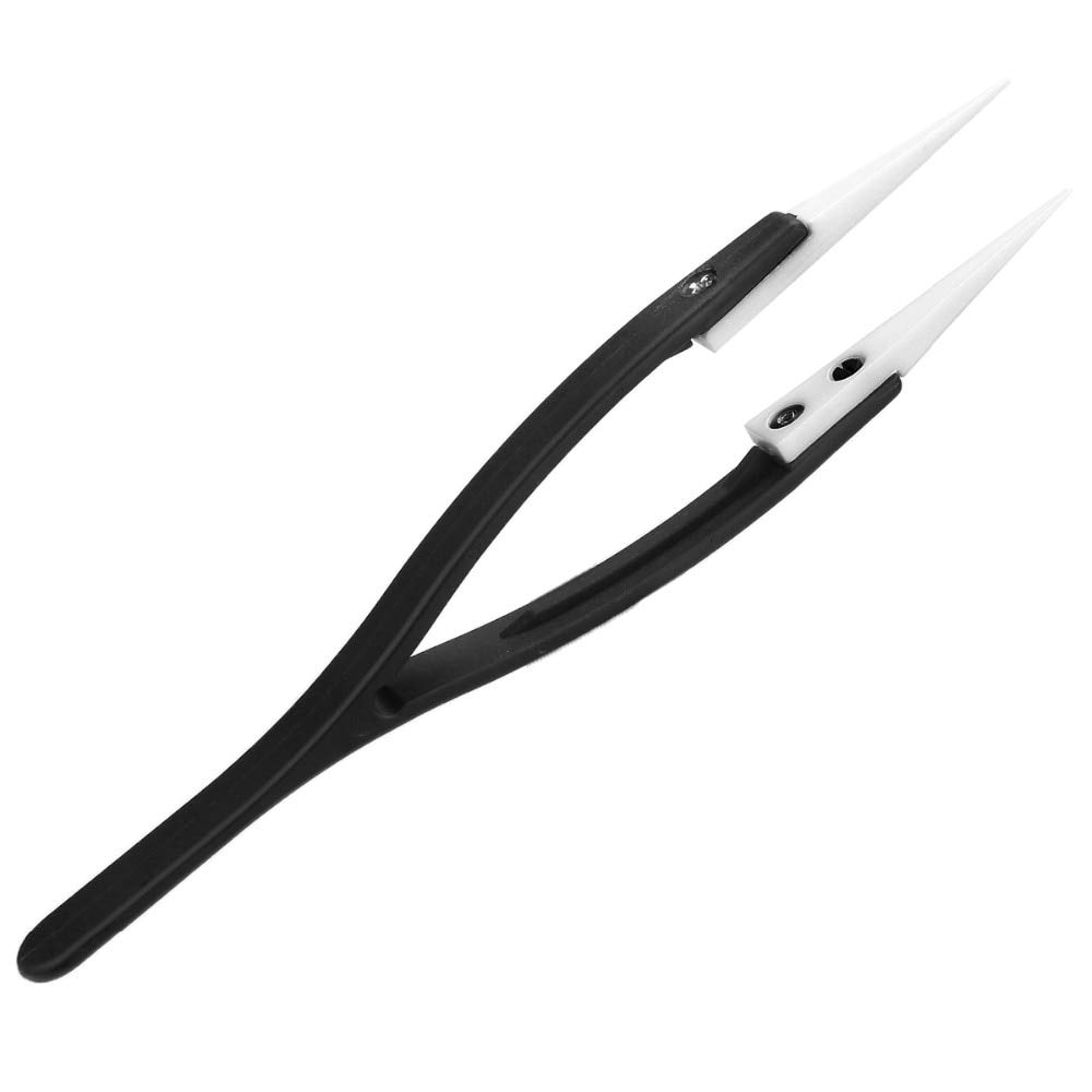 Ceramic Tweezers Plastic Handle Straight Industrial AntiStatic Tweezer Fine Pointed Tips Heat