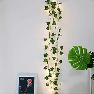 Ivy Fairy Lights - 2M 20 Ivy Garland LED String Lights Leaf Fairy Lights Vine Lights Wreath Artificial Green Leaf Party Wedding Garden Decor Room Indoor