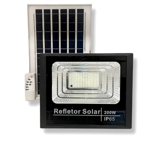 Luminária Refletor Placa Solar Holofote LED Super Potente 200W A Prova D'Água Com Placa Solar e Con