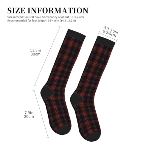 Macdonald Tartan Plaid Black Red Compression Socks For Women Men Knee High Running Socks For Running4