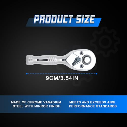 Ryrura Mini chave catraca de catraca de 1/4 de polegada, chave de soquete de 1/4, liberação rápida d